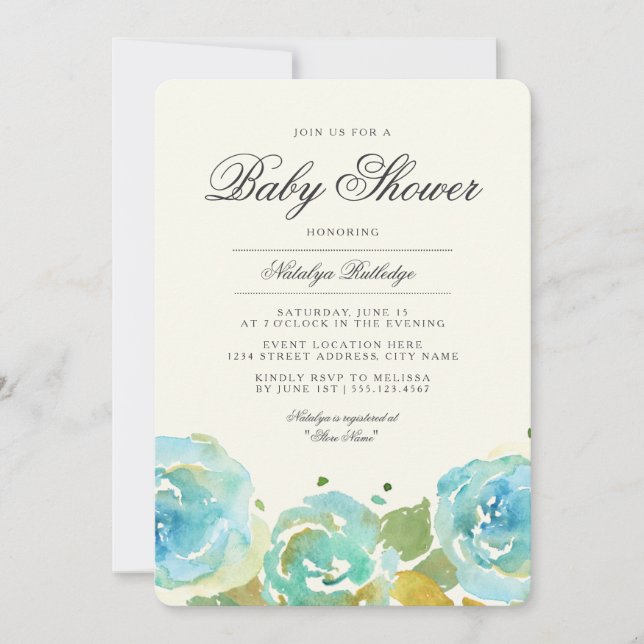 Invitación a Baby Shower de Lavish Florals (Anverso)