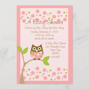 Invitación a Baby Shower de Lechuza Rosada