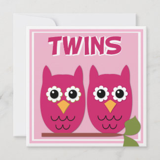 Invitación a Baby Shower de Lechuzas Gemelas
