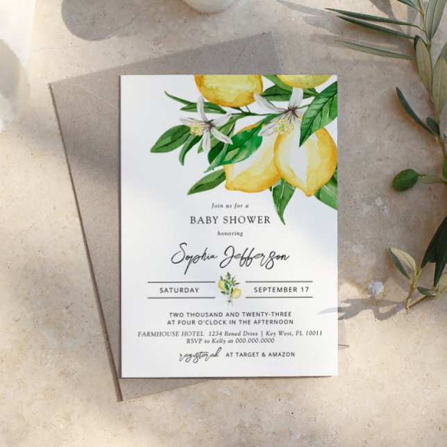 Invitación a Baby Shower de Lemon Greenery (Subido por el creador)