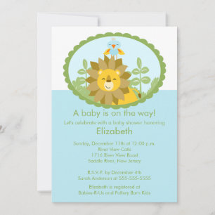 Invitación a Baby Shower de león de la selva