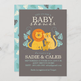 Invitación a Baby Shower de León Gris, Amarillo, S
