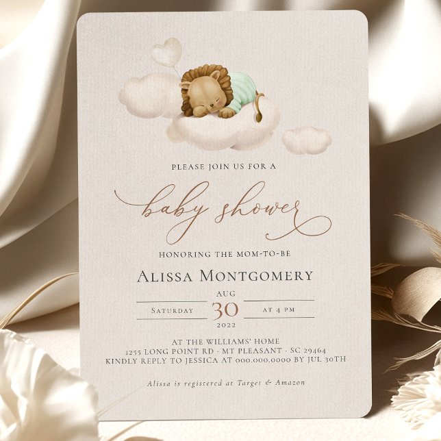 Invitación a Baby Shower de León VERDE (Subido por el creador)