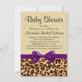 Invitación a Baby Shower de Leopard Print Purple C