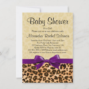 Invitación a Baby Shower de Leopard Print Purple C