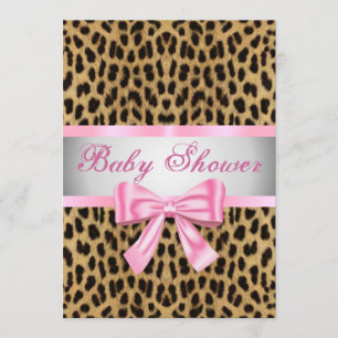 Invitación a Baby Shower de leopardo impreso en ro