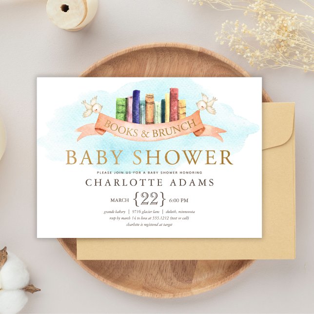Invitación a Baby Shower de Libros y Brunch (Subido por el creador)
