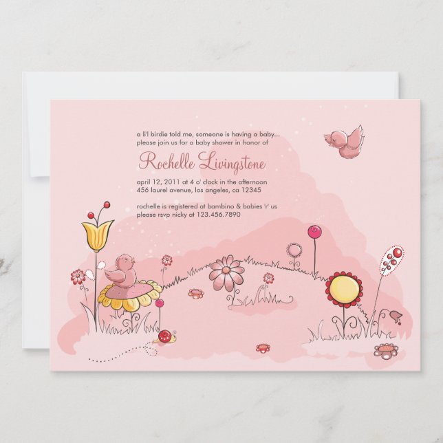 Invitación a Baby Shower de li'l birdy (Anverso)