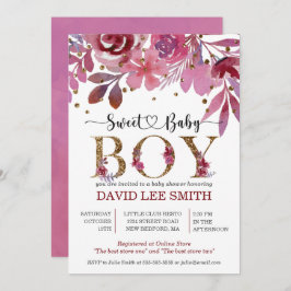 Invitación a Baby Shower de Lila y Gold Confetti B