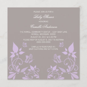 Invitación a Baby Shower de Lilac Butterfly floral