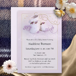Invitación a Baby Shower de Lilac Shoes Chica