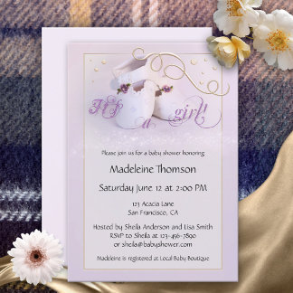 Invitación a Baby Shower de Lilac Shoes Chica