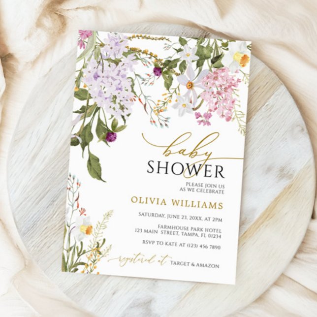 Invitación a Baby Shower de Lilac Wildflowers (Subido por el creador)