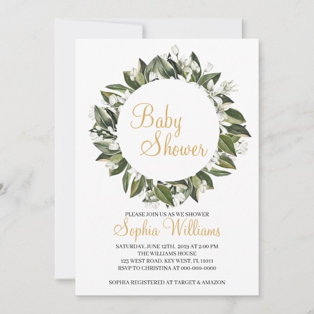Invitación a Baby Shower de Lilies (Anverso)