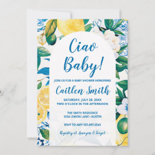 Invitación a Baby Shower de limón Mediterranean Ci
