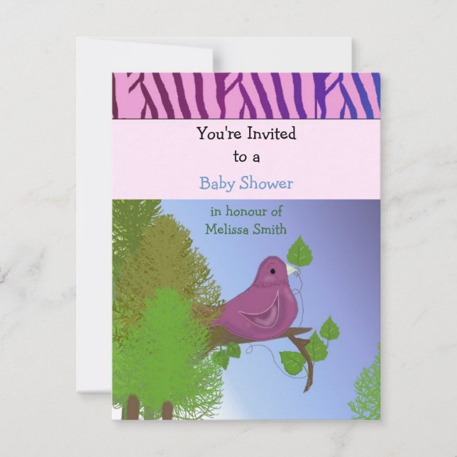 Invitación a Baby Shower de Little Birdie (Anverso)
