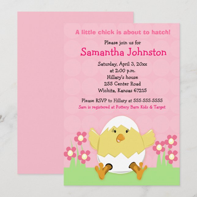 Invitación a Baby Shower de Little Chick Easter (Anverso / Reverso)