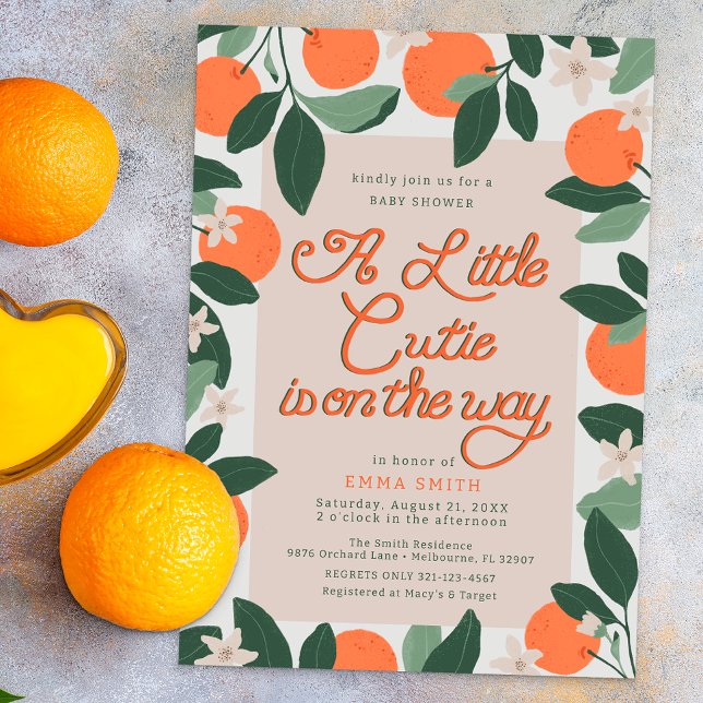 Invitación a Baby Shower de Little Cutie Clementin (Little Cutie Citrus Baby Shower)