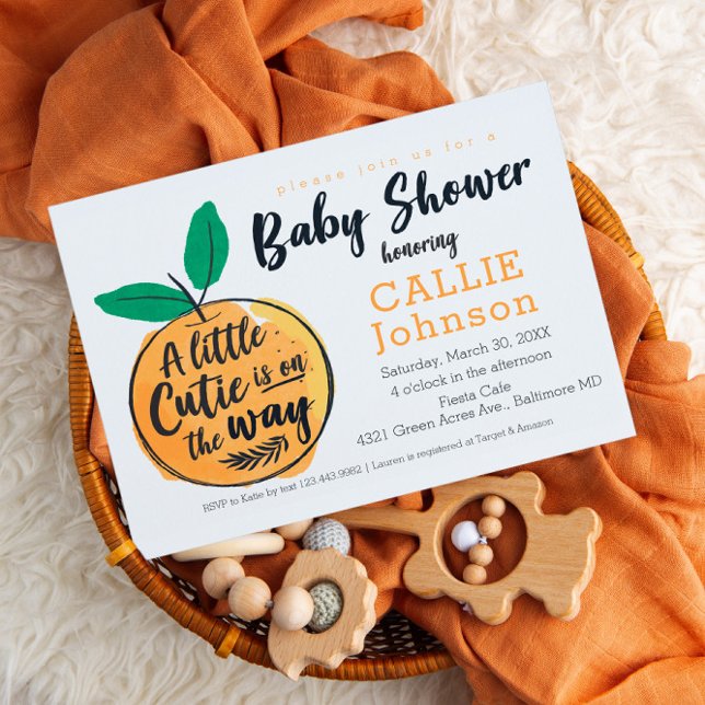Invitación a Baby Shower de Little Cutie Naranja (Subido por el creador)