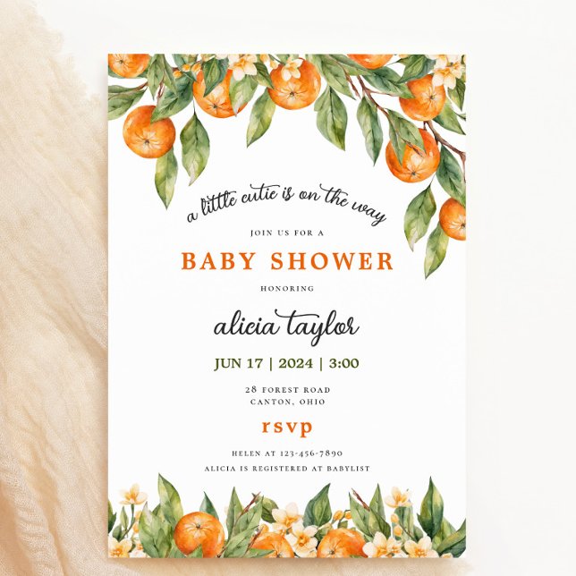 Invitación a Baby Shower de Little Cutie Naranja (Subido por el creador)