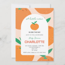 Invitación a Baby Shower de Little Cutie Naranja C