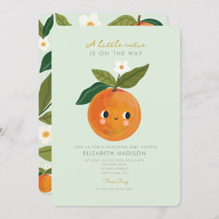 Invitación a Baby Shower de Little Cutie Naranja C