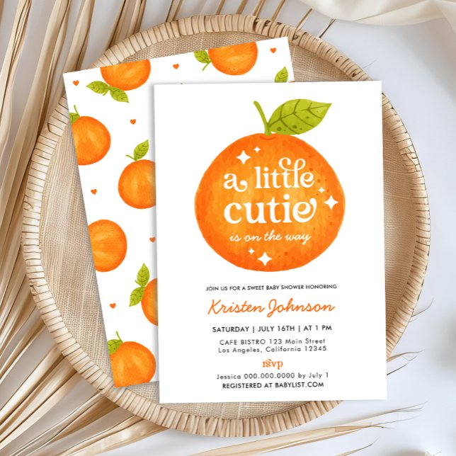 Invitación a Baby Shower de Little Cutie Naranja C (Subido por el creador)