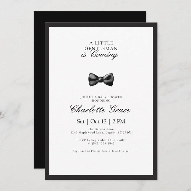 Invitación a Baby Shower de Little Gentleman (Anverso / Reverso)