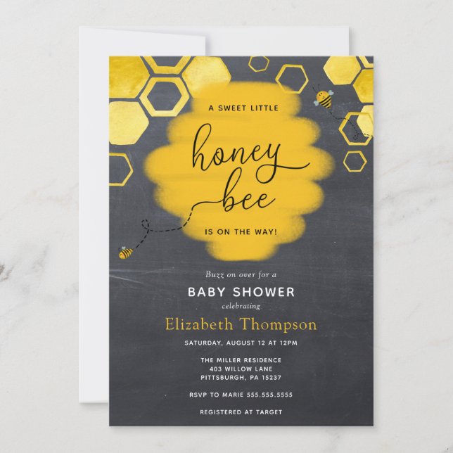 Invitación a Baby Shower de Little Honey Bee Boy (Anverso)
