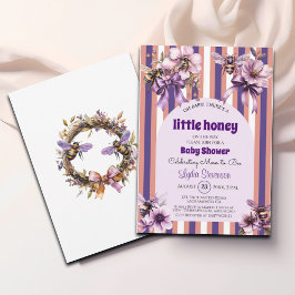 Invitación a Baby Shower de Little Honey Bee Purpl