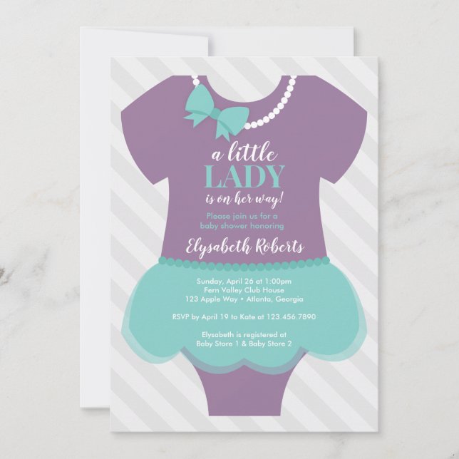 Invitación a Baby Shower de Little Lady (Anverso)