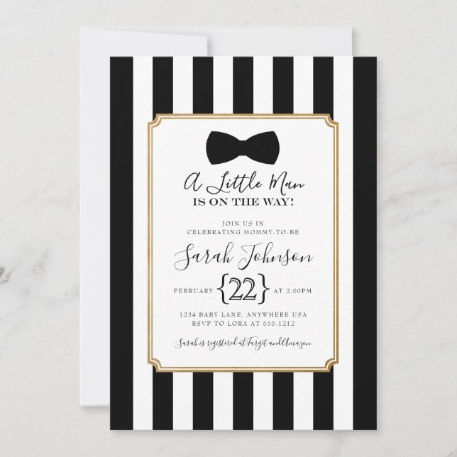 Invitación a Baby Shower de Little Man (Anverso)