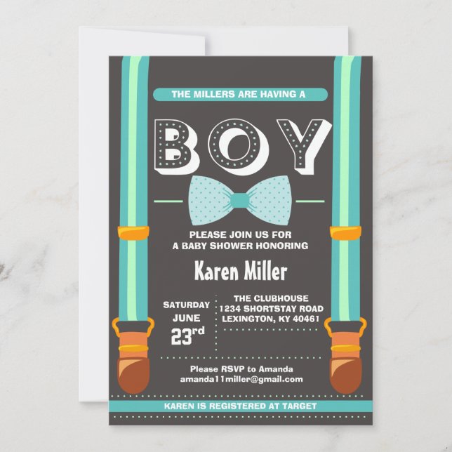 Invitación a Baby Shower de Little Man (Anverso)