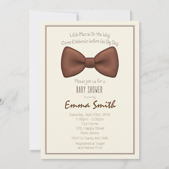 Invitación a Baby Shower de Little Man (Anverso)