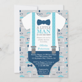 Invitación a Baby Shower de Little Man, azul bebé,