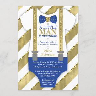 Invitación a Baby Shower de Little Man, azul, fals