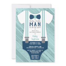 Invitación a Baby Shower de Little Man, azul marin