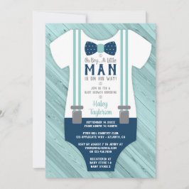 Invitación a Baby Shower de Little Man, azul marin