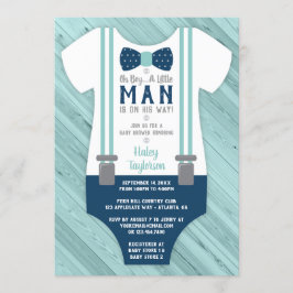 Invitación a Baby Shower de Little Man, azul marin