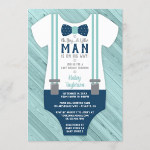 Invitación a Baby Shower de Little Man, azul marin
