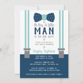 Invitación a Baby Shower de Little Man, azul marin