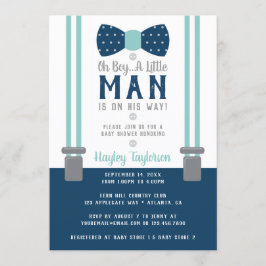 Invitación a Baby Shower de Little Man, azul marin