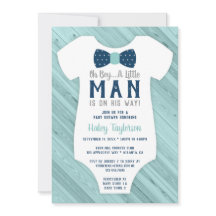 Invitación a Baby Shower de Little Man, azul marin