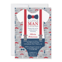 Invitación a Baby Shower de Little Man, azul marin