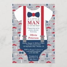 Invitación a Baby Shower de Little Man, azul marin