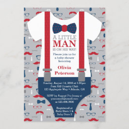 Invitación a Baby Shower de Little Man, azul marin