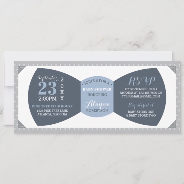 Invitación a Baby Shower de Little Man, Bow Tie (Anverso)