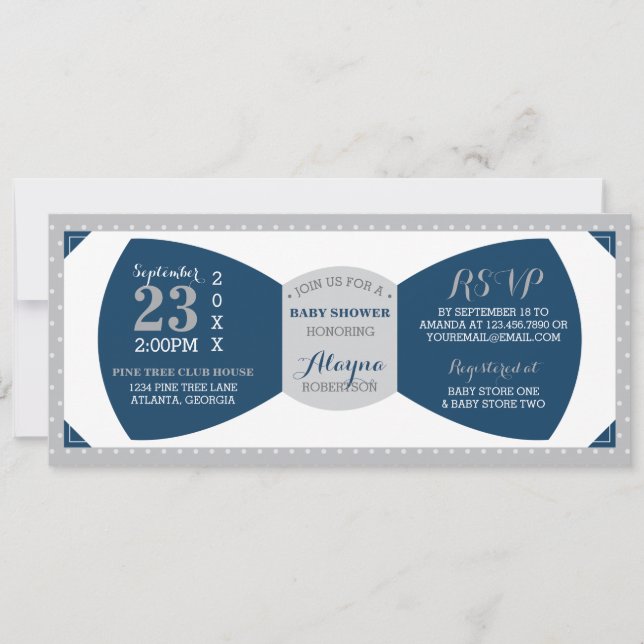 Invitación a Baby Shower de Little Man, Bow Tie (Anverso)
