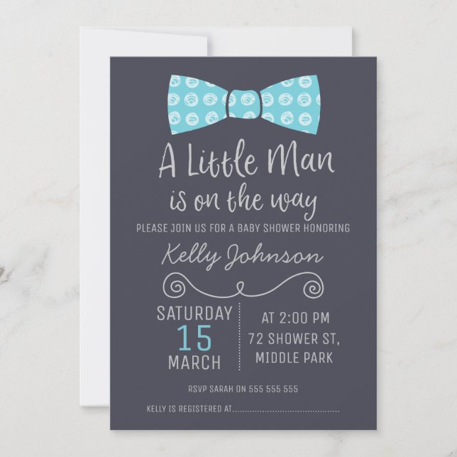 Invitación a Baby Shower de Little Man Bow Tie (Anverso)