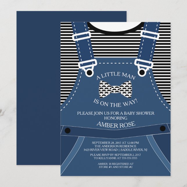 Invitación a Baby Shower de Little Man Bow Tie (Anverso / Reverso)